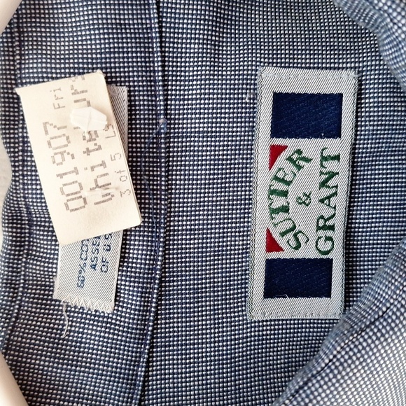 f mens Sutter & Grant blue button long sleeve dress shirt size 18 Big - Picture 2 of 4